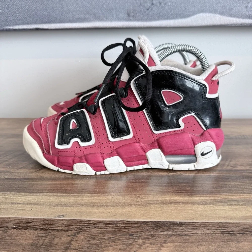 Nike Air More Uptempo GS Size 5.5Y Red Black White Basketball Shoes 415082-600